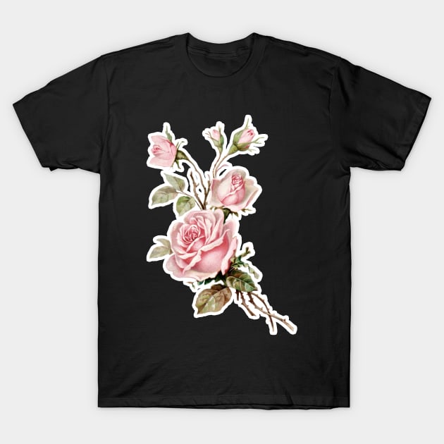 Vintage Victoriana Rose Illustration Design T-Shirt by DankFutura